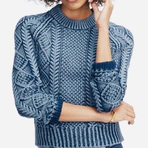 L.L. Bean Signature Cotton Fisherman Sweater, Crewneck - Atlantic Blue Washed, L